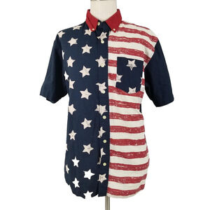 Red Head Shirt‎ Mens Large Stars Stripes American Flag Patriotic USA 4th MAGA